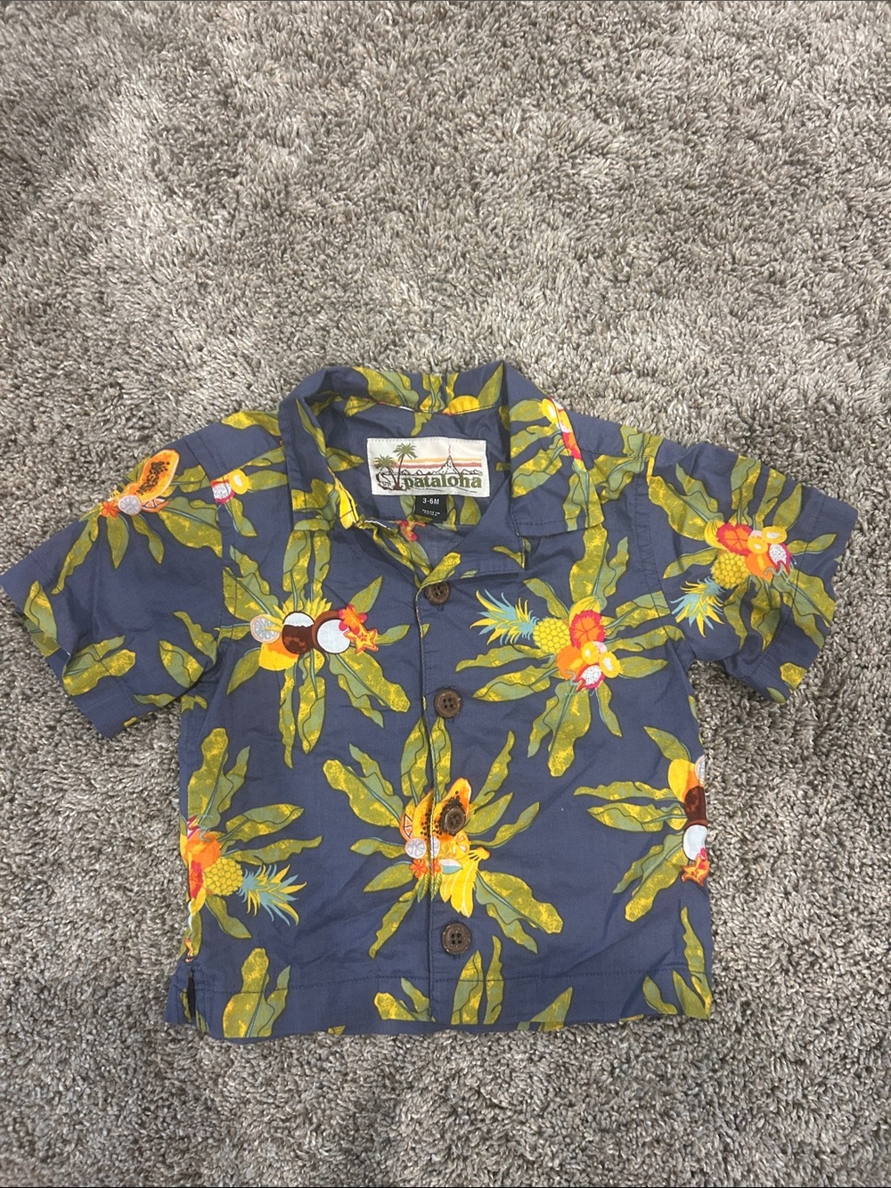Patagonia Navy Short-Sleeve Tropical Button-Down Shirt for Kids